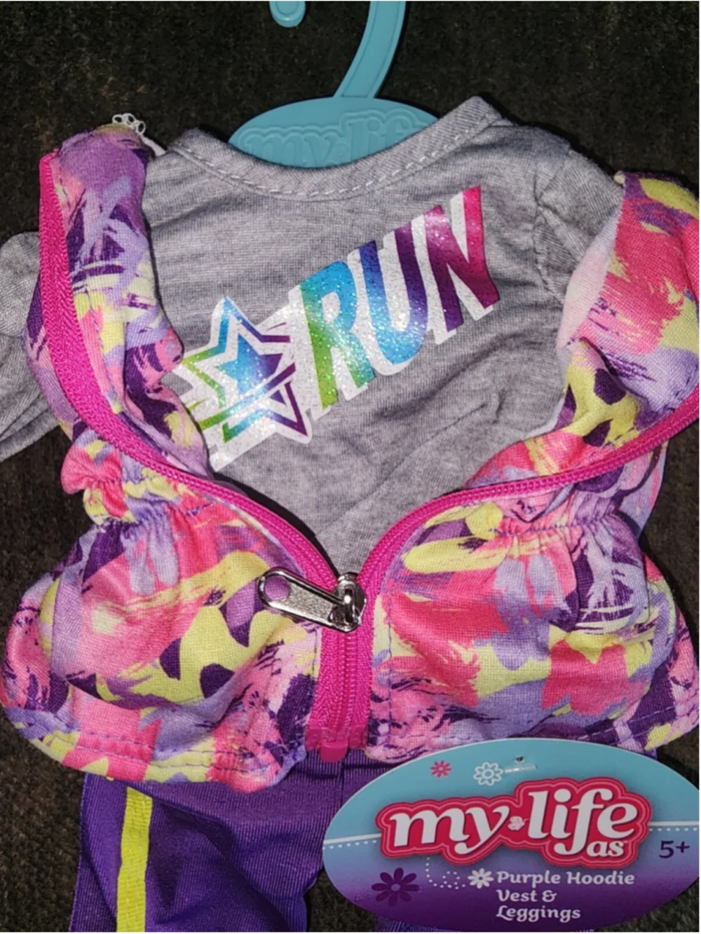 My Life As Doll Clothes Outfit Purple Hoodie Vest Leggings 18